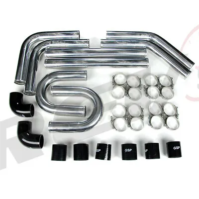 Rev9 Universal Aluminum Intercooler Piping Kit + Clamps 2-1/2  Black Couplers • $126