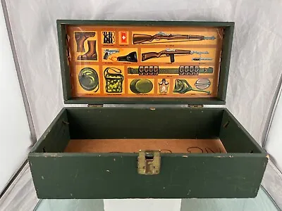 Vintage 1960's GI Joe Footlocker Wood Army Green Storage Box Only • $21.95