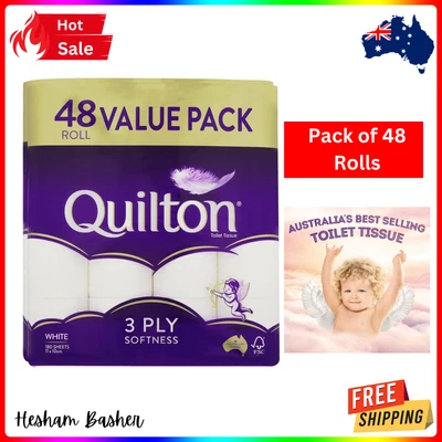 $27.65 • Buy Pack Of 48 Quilton Toilet Paper Tissue Rolls 3-Ply 180 Sheet
