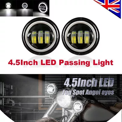 Black 4.5  Inch LED Spot Fog Passing Lights Lamp Hi/Lo Kit For Harley Motorcycle • $53.99