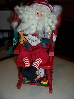 Vintage Christmas Santa Musical Rocking Chair 9.75  Taiwan Music Box • $15