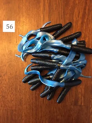 Item#56  24ct 6  Black W/blue Curly Tail Grubs Soft Plastics Fishing Bait • $7