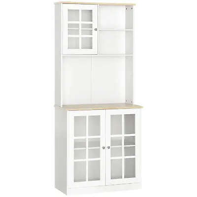 £98.99 • Buy HOMCOM 72  Modern Kitchen Solid Storage Sideboard Cabinet W/Glass Door– White