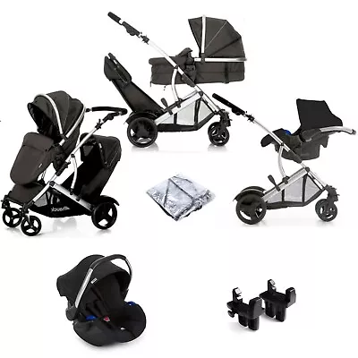 New Hauck Duett 2 Double Tandem Twin Pushchair Pram Travel System+carseat Set • £329.99