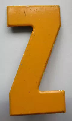 Vintage Letter   Z   Metal 10  Tall Marquee Flaking Orange Yellow Hanging Sign • $14.95