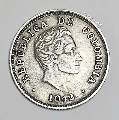 1942 - 10 Centavos Colombia Coin- Silver 0.900- Antique - KM# 196 - BEAUTIFUL!!! • $8.25