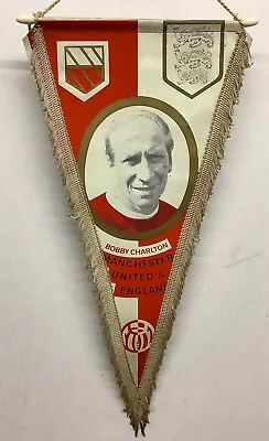 Bobby Charlton Vintage 1960’s Football Pennant Manchester United And England • £34.95