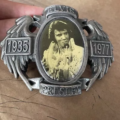 Vintage Elvis Presley 1935-1977 Commemorative Silver Tone Belt Buckle • $20