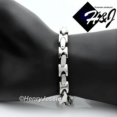 7.5 -11 MEN Stainless Steel HEAVY 8mm Silver Interlock Bones Link Chain Bracelet • $20.99