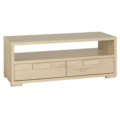 Modern TV Unit - Sonoma Oak Veneer Finish 2 Drawers W.100cm X D.39cm X H.40cm • £175.95