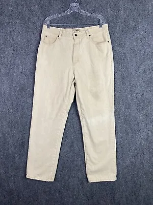 L.L. Bean Mens Fleece Lined Jeans 35x30 Beige Denim Cotton Classic Fit Tan Warm • $18.99