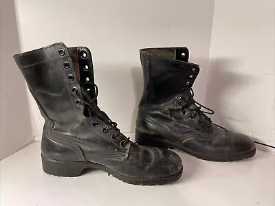 RO Search Mens PJ Combat Boots Black Sz 9R Leather Lace Up Military Vintage 80's • $49.99