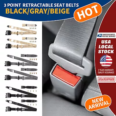 Car Seat Belt Straps Belt Universal Lap Seat Belt 3 Point Adjustable Retractable • $29.97