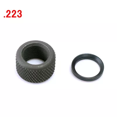 Knurled Black Steel 1/2''-28 Muzzle Thread Protector For .223 W/ Crush Washer • $7.99