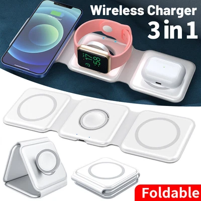 $43.98 • Buy 3 In 1 Foldable Wireless Charger Dock Charging Station For IPhone &Watch AirPods