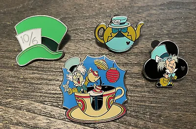 4 Disney Mad Hatter Pin Alice Wonderland Hidden Mickey Club Card Teapot Cup Ride • $22.50