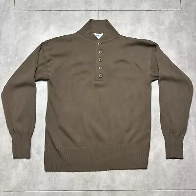 Vintage DSCP Garrison Collection Knit Henley Sweater Xl Brown 5 Button Military • $21