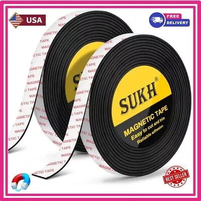 2 Magnetic Strip Tape 6.5Ft Flexible Roll Adhesive Backed Magnet Strong 1/2  DIY • $12.67