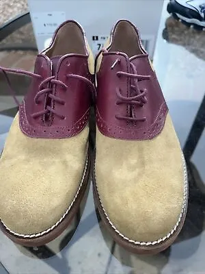 Bass Emmie Saddle Shoes 7 Maroon And Suede Retro New Leather • $30