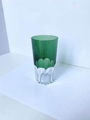 $175 • Buy Vintage VSL Val St-Lambert Emerald Green Crystal Tumbler Glasses Osram Pattern!