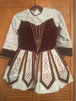 Handmade Velvet Lace Rhinestones Irish Dancing Costume Girls Size 12 • $350