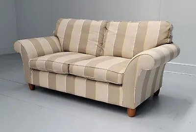 Superb Cond. Laura Ashley 'Fairmont' 2 Seat Sofa 185cm Cedar Stripe Truffle • £499