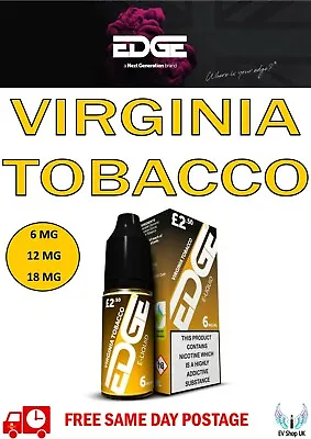 Edge Virginia Tobacco Flavour E Liquid Vape Juice 10ml X 3 10 15 CHEAP FREEPOST • £5.99