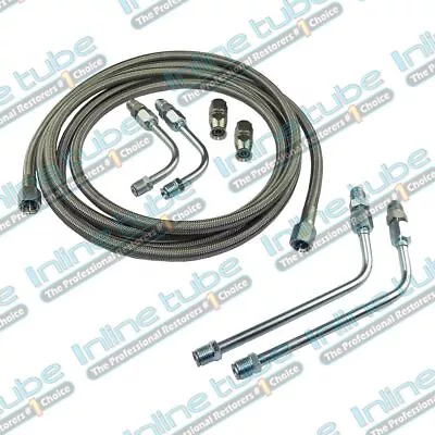 Stainless Braided Transmission Cooler Flex Hose Line Set Kit Th400 Th350 700R4 • $150