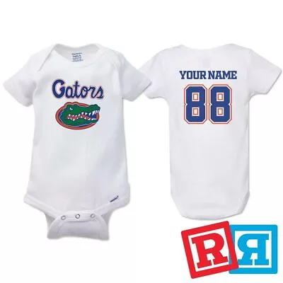 Personalized Florida Gators Gerber Baby Onesie® Cotton White Custom Bodysuit • $19.99