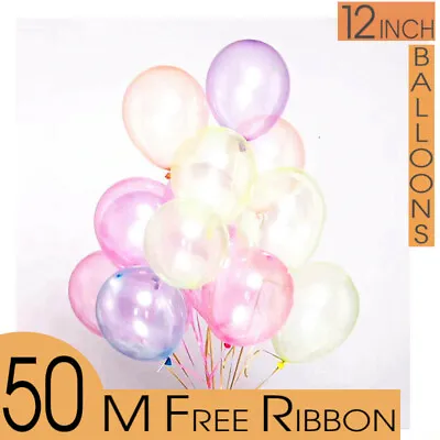 Packs Of 100 Latex Balloons Pearl Crystal Colours All 12  Size Free UK Postage • £3.49