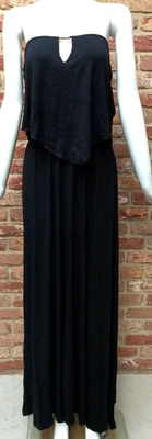 £4.99 • Buy Next Size 10 Tall Black Bandeau Summer Beach Holiday Occasion Maxi Dress