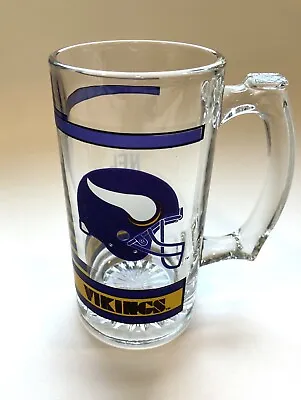 Vintage NFL Minnesota Vikings Glass Beer Stein Mug Cup 10 Oz • $8.99