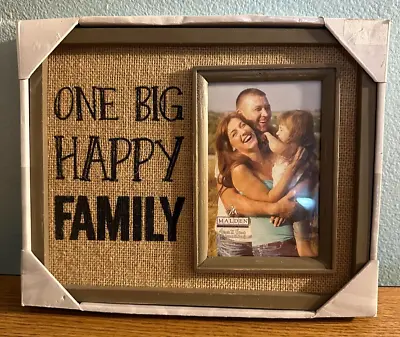 Malden 4x6 One Big Happy Family Picture Frame Burlap & Wood New! • $9.99