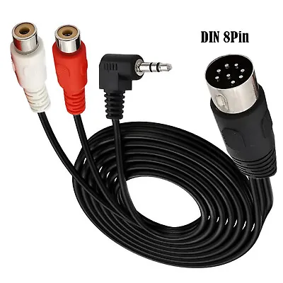 DIN 8 Pin Male To 2x RCA Female 3.5mm 90°Angle 3 Pole Male Audio Adapter Cable • $10.99