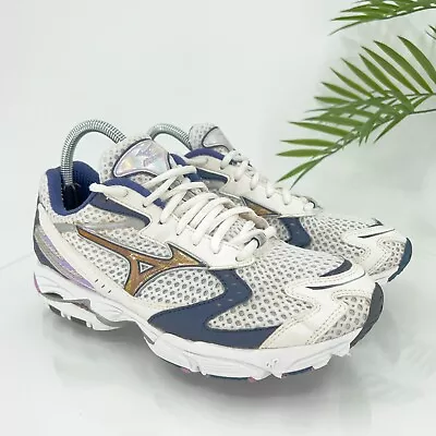 Mizuno Wave Rider 11 Volleyball Shoes Sneaker White Blue Women's Size 9.5 • $39.95