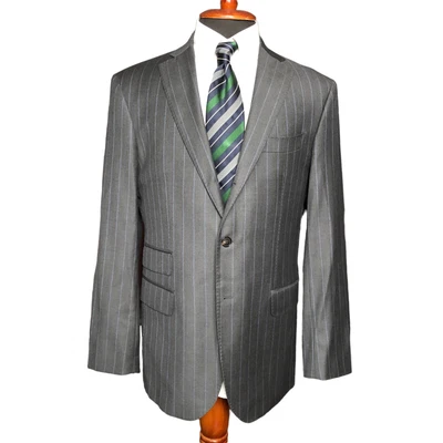 $77.50 • Buy Domenico Vacca Men Limited Edition Blazer Jacket Gray Striped Wool 42r 3 Button 