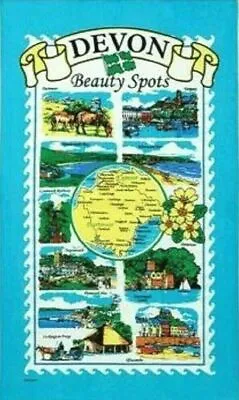 £5.49 • Buy Devon Tea Towel Souvenir Gift Beauty Spots Collage Montage Scenes County Map