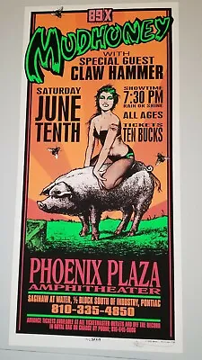 Arminski Signed Mudhoney Claw Hammer 6.10.95 Phoenix Plaza Amph Michigan Poster • $150