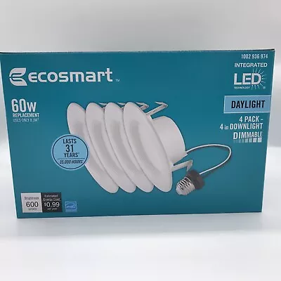 NEW EcoSmart 4 In. White Integrated LED Recessed Trim Day Light 4-Pack • $7.49