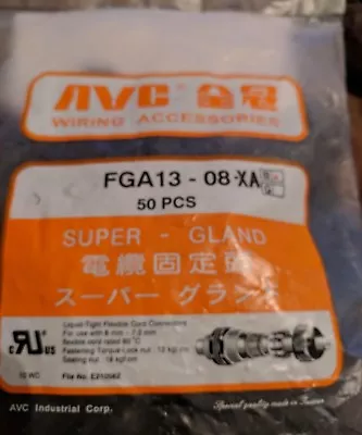 AVC Super-Gland FGA3-08 1/4  Thread Flexible Cable Gland 50 Pack 8mm - 7.2mm • $14.99