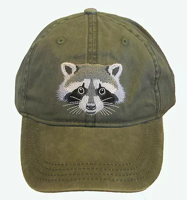 Raccoon Embroidered Cotton Cap NEW Hat Wildlife Mammal Coon • $22.79