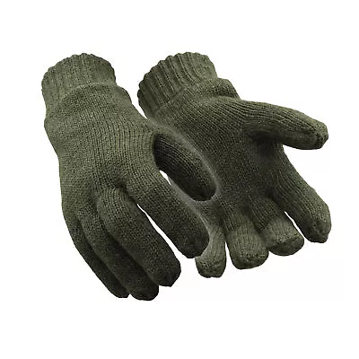 RefrigiWear Warm Fleece Lined Insulated Ragg Wool Green Gloves • $12.24