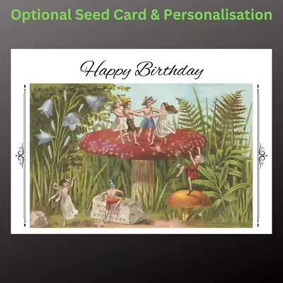 Happy Birthday Card Optional Seeded Personalise Pagan Wicca Vintage Fairy Elves • £2.99