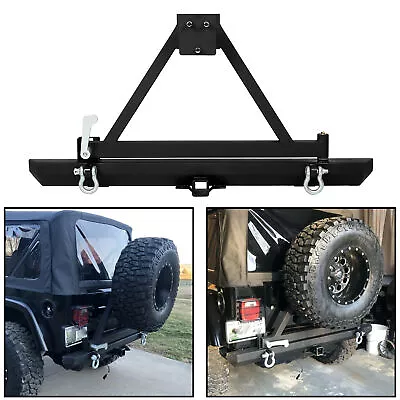 Rear Bumper With Tire Carrier & D-Ring Fit For 87-96 YJ & 97-06 TJ Jeep Wrangler • $219