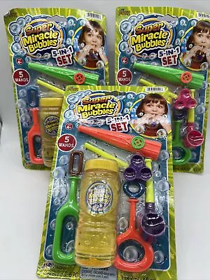 (3) ￼Super Miracle Bubbles 5 In 1 Set￼ Wands & 4oz Imperial Toys Pool Summer  • $10.96