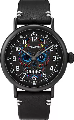 Timex TW2U95200 Dia De Los Muertos Men's Analog Round Watch Black Leather Strap • $74.95