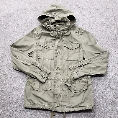 Old Navy Jacket Small Army Green Military Field Cargo Utility Full Zip Hooded • $27.99