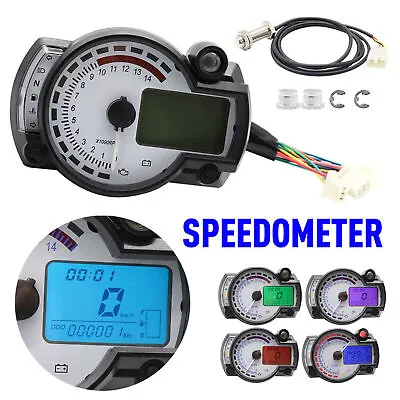 LCD Digital Universal Motorcycle Odometer Speedometer Tachometer Gauge Parts • $29.34