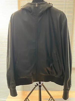 $17K Rare Ralph Lauren Purple Label Black Plonge Leather Hoodie Full Zip Jacket • $1094.88