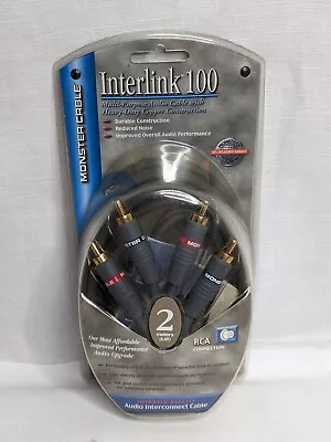 New NOS Monster Cable Interlink 100 2m 6.6ft Multipurpose Audio Cable RCA SEALED • $18